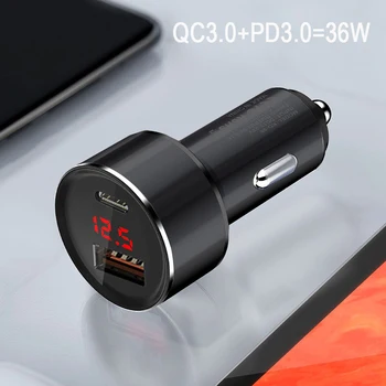 Augstas Kvalitātes 36W USB Automašīnas Lādētājs 5.A C Tipa PD QC3.0 Ātri Uzlādēt Mobilā Tālruņa Adapteri iPhone 13 12 11 Pro Max Xiaomi Huawei