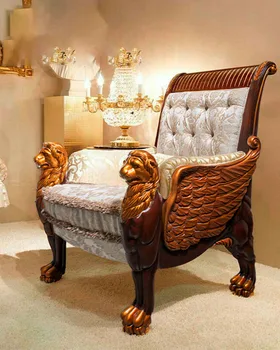 Eiropas stila dzīvojamā istaba masīvkoka krēslu viena dīvāns studiju auduma atpakaļ atpūtas krēsls villa biroja krēsls, rakstāmgalds, krēsls customizat