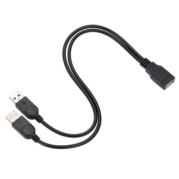 100gab Black USB 2.0 Sieviete Spraudni Dual USB Vīrišķā Y Sadalītāja Hub Adapteris Pagarinājuma Kabelis Cietie Diski Printeri