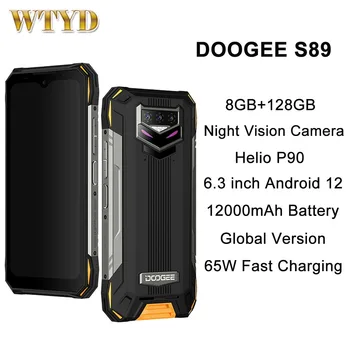 DOOGEE S89 Izturīgs Tālrunis, Nakts Redzamības Kamera, 8GB+128GB 64MP Kamera 12000 mAh 65W Ātrās Uzlādes 6.3 Collu Android 12 NFC Viedtālrunis