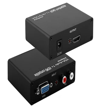 VGA+R/L, lai HDMI saderīga Ar Audio VGA2HDMI-saderīgu 1080P HD Audio AV Adapteris Savienotājs Projektoru, DATORU, Klēpjdatoru HDTV