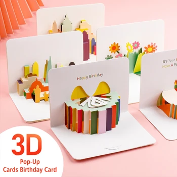 3D Pop-Up Kartes, Dzimšanas dienas Kartes, Paldies Meitene Bērni, Sieva Vīra Dzimšanas dienas Dāvanu Kūka Apsveikuma Kartes, Pastkartes, Dāvanu Kartes Putnu Kūka
