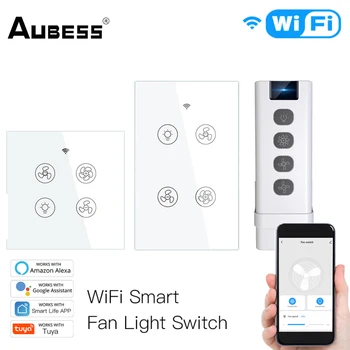 Aubess WiFi+RF433 Smart Switch Atbalsta 2/3 Veids, kā Kontrolēt Griestu Ventilators Gaismas Smart Switch Darbu Ar Alexa, Google Home Smart Dzīves APP