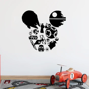 Kosmosa Karu Siluets Sienas Uzlīmes Zēniem Telpu Dekorēšana Gudrs Mickey Minnie Mouse Vinila Sienas Uzlīmes Bērnu Istabas Sienas Dekors Sienas