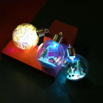 Eglīšu Bumba ar Gaismas Bateriju Darbināmas Pārredzamu Claus dekorācija Ziemassvētku Dekori Piekārtiem Bumbu Kulons Grupa Krājumi