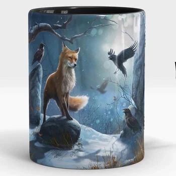 Džungļos fox putnu 11oz krūzītes Dzīvnieku Keramikas Kafijas Krūze Dzīvnieku Mīļotājs draugiem Dzimšanas dienas Dāvanu Mājās keramikas Tējas Tase