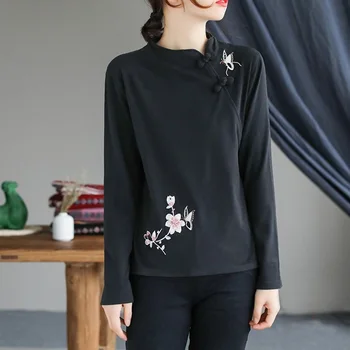 2023 Vasaras Ķīniešu Tradicionālā Stila Apģērbu Topi Blūze Ķīniešu Cheongsam Krekls Kokvilnas Hanfu Tang Uzvalks, Dāmām, Sievietēm, Topi