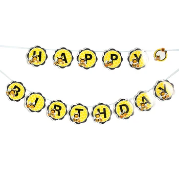 2.5 M garš Medus Bumble Bee Happy Birthday Papīra Banner Apaļa Dzeltena Bērniem Dzimšanas dienas svinības Piegādēm, Garland