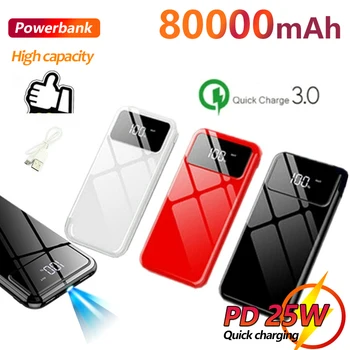 80000mAh Mobilo Jauda vienvirziena Ātrās Uzlādes Ārējo Akumulatoru Digitālo Zibspuldzes Ātrās Uzlādes Portable Power Bank par Xiaomi mi